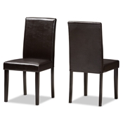 Baxton Studio Mia Modern and Contemporary Dark Brown Faux Leather Upholstered Dining Chair Set of 2